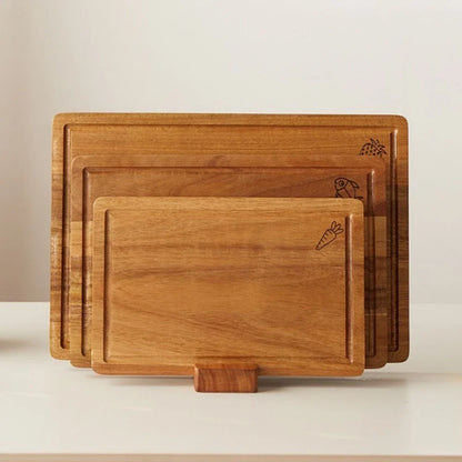 3 acacia boards in their stand