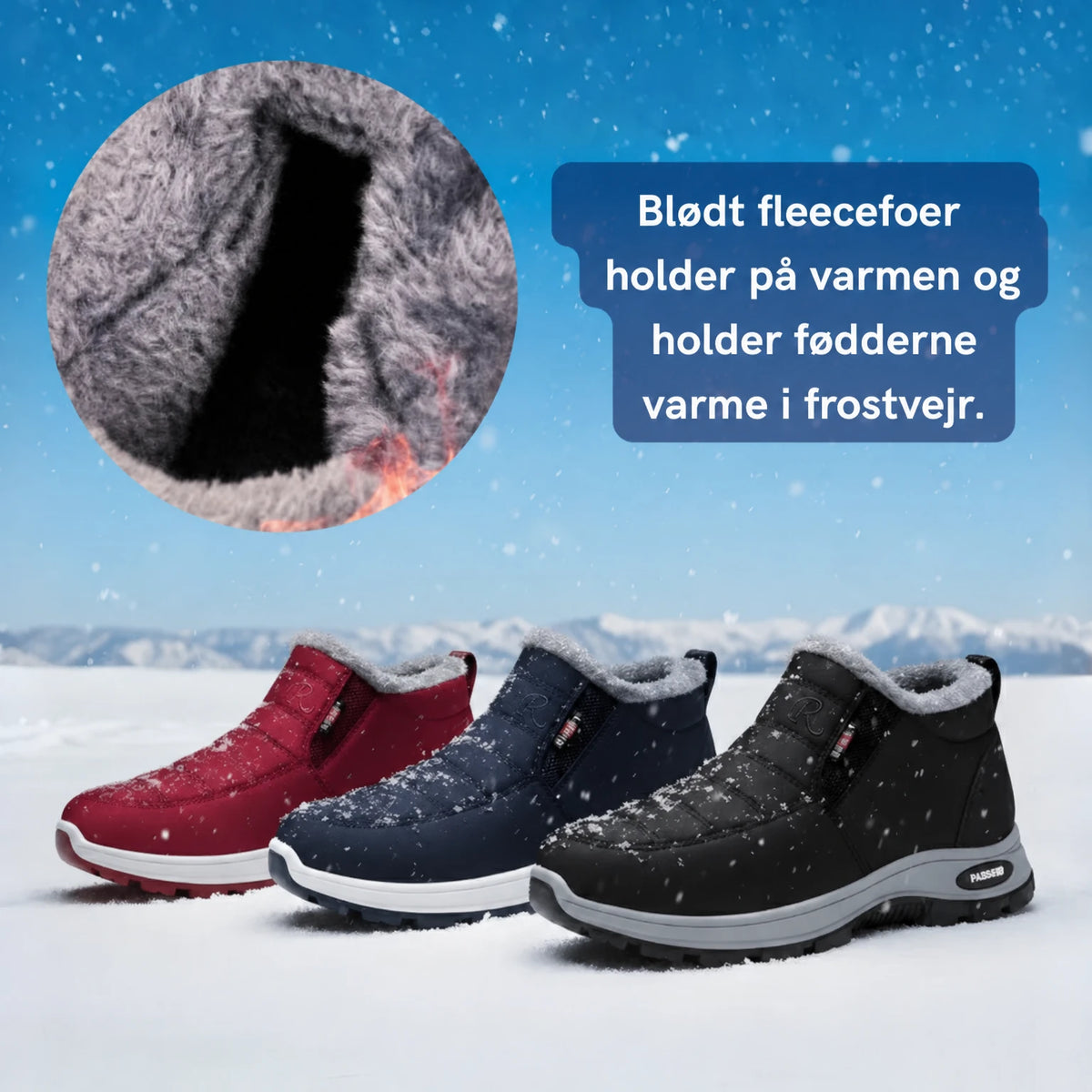 Blødt fleecefoer holder fødderne varme
