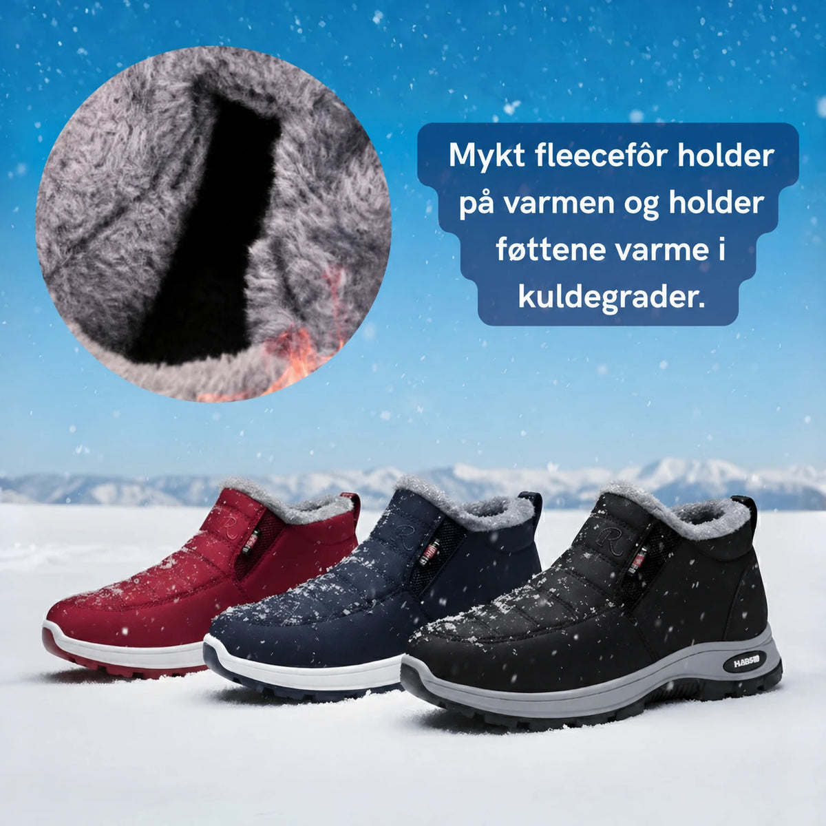 Mykt fleecefôr holder føttene varme