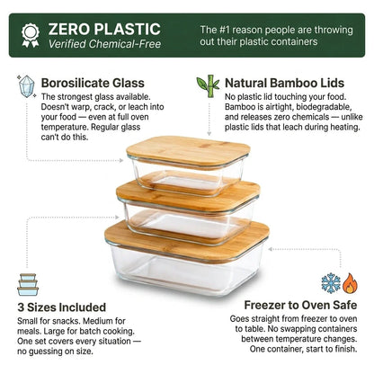 Borosilicate glass and bamboo lids