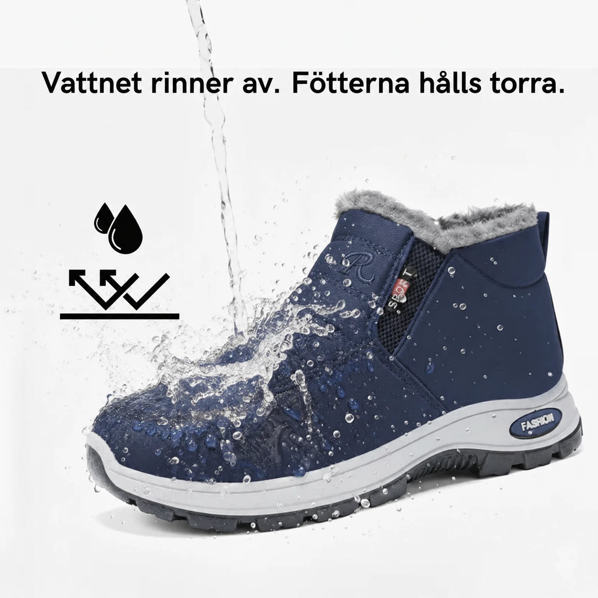 Vattnet rinner av, fötterna hålls torra