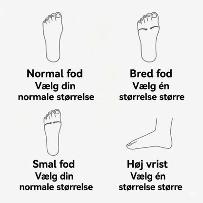 Sådan vælger du størrelse efter fodtype