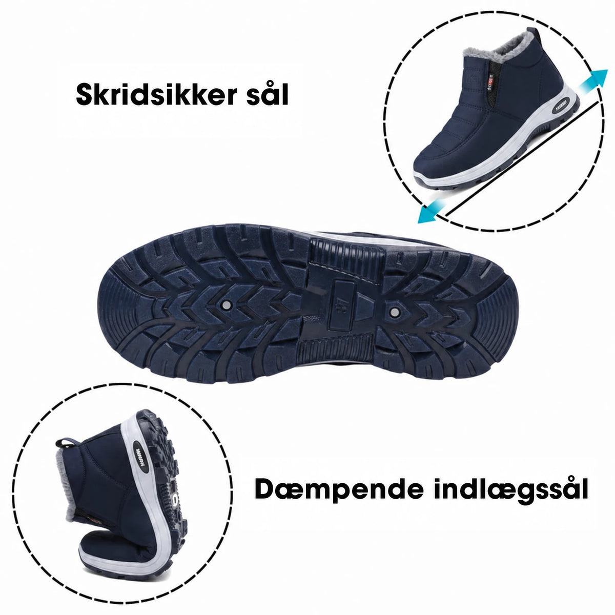 Skridsikker sål og dæmpende indlægssål